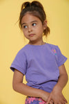 Meisjes T-shirt met backprint - Rolling in to Spring van Jubel in de kleur Paars in maat 128.