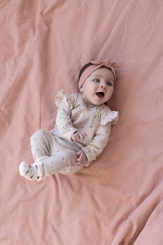 Meisjes Overslagshirt rib AOP - Morning Sun van Feetje in de kleur Bruin in maat 62.