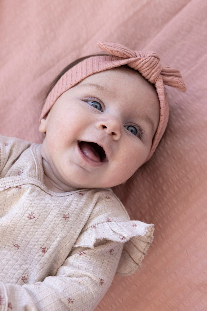 Meisjes Overslagshirt rib AOP - Morning Sun van Feetje in de kleur Bruin in maat 62.