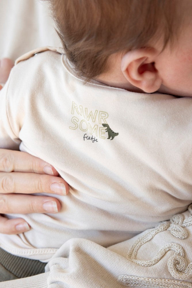 Jongens Longsleeve - Rawrsome van Feetje in de kleur Off White in maat 86.