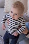 Jongens Longsleeve rib met streep -  Let's Go! van Feetje in de kleur Donkerblauw in maat 86.