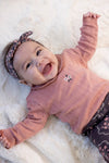 Meisjes Longsleeve pointelle rib - Woodland Bloom van Feetje in de kleur Roze in maat 86.