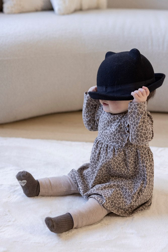 Meisjes Jurk AOP - Better Together van Feetje in de kleur Bruin in maat 86.