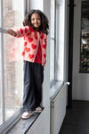 Meisjes Vest gebreid AOP - Queen Of Hearts van Jubel in de kleur l.Roze in maat 128.