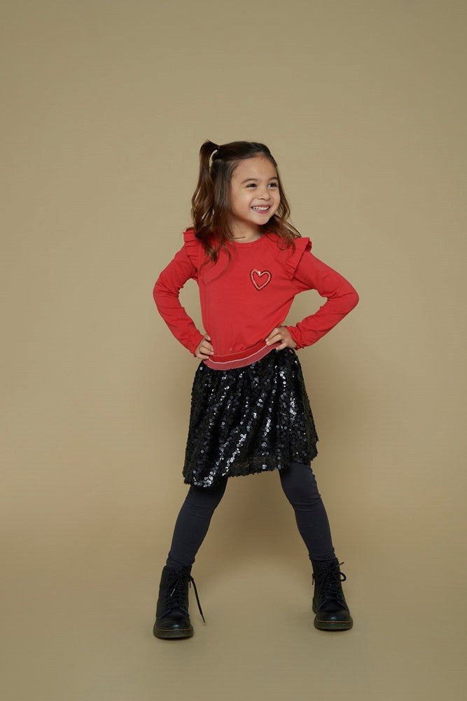 Meisjes Longsleeve - Queen Of Hearts van Jubel in de kleur Rood in maat 128.