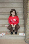 Meisjes Sweater - Queen Of Hearts van Jubel in de kleur Rood in maat 128.
