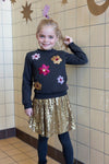Meisjes Sweater AOP - Shine Bright van Jubel in de kleur Antraciet in maat 128.