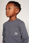 Jongens Longsleeve met backprint - Rock the Earth van Sturdy in de kleur Blauw in maat 128.