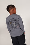 Jongens Longsleeve met backprint - Rock the Earth van Sturdy in de kleur Blauw in maat 128.