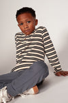 Jongens Longsleeve rib met streep - Rock the Earth van Sturdy in de kleur Offwhite in maat 128.