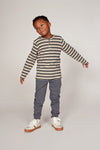 Jongens Longsleeve rib met streep - Rock the Earth van Sturdy in de kleur Offwhite in maat 128.