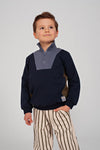 Jongens Sweater - Rock the Earth van Sturdy in de kleur d.Blauw in maat 128.