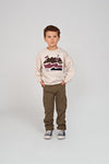 Jongens Sweater oversized - Rock the Earth van Sturdy in de kleur Offwhite melange in maat 128.