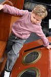 Jongens Hoody - Rock the Earth van Sturdy in de kleur Mauve in maat 128.