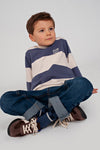 Jongens Sweater streep - Rock the Earth van Sturdy in de kleur Blauw in maat 128.