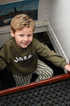 Jongens Sweater oversized - Rock the Earth van Sturdy in de kleur Army in maat 128.