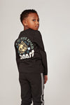 Jongens Longsleeve met backprint - Fix It van Sturdy in de kleur Antraciet in maat 128.