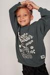 Jongens Sweater oversized - Fix It van Sturdy in de kleur Petrol in maat 128.