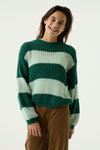 Meisjes Knitted striped sweater van Garcia in de kleur Forest leaf in maat 164-170.