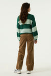 Meisjes Knitted striped sweater van Garcia in de kleur Forest leaf in maat 164-170.