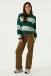 Meisjes Knitted striped sweater van Garcia in de kleur Forest leaf in maat 164-170.