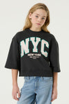 Meisjes Sweater short sleeve van Garcia in de kleur Smokey Grey in maat 164-170.
