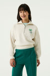 Meisjes Sweater with zipper van Garcia in de kleur Cream melee in maat 164-170.