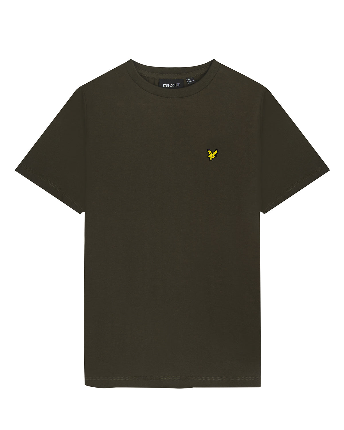 Jongens Plain T-shirt van Lyle & Scott in de kleur W485 Olive in maat 170-176.