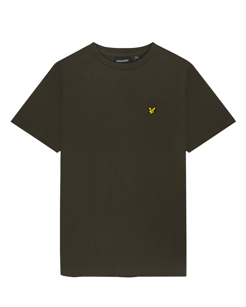 Jongens Plain T-shirt van Lyle & Scott in de kleur W485 Olive in maat 170-176.