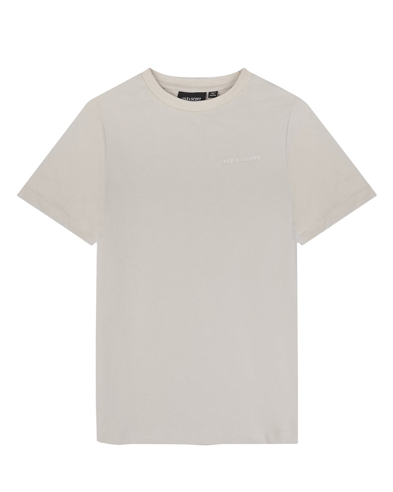 Jongens Script Embroidered T-shirt van Lyle & Scott in de kleur W870 Cove in maat 170-176.