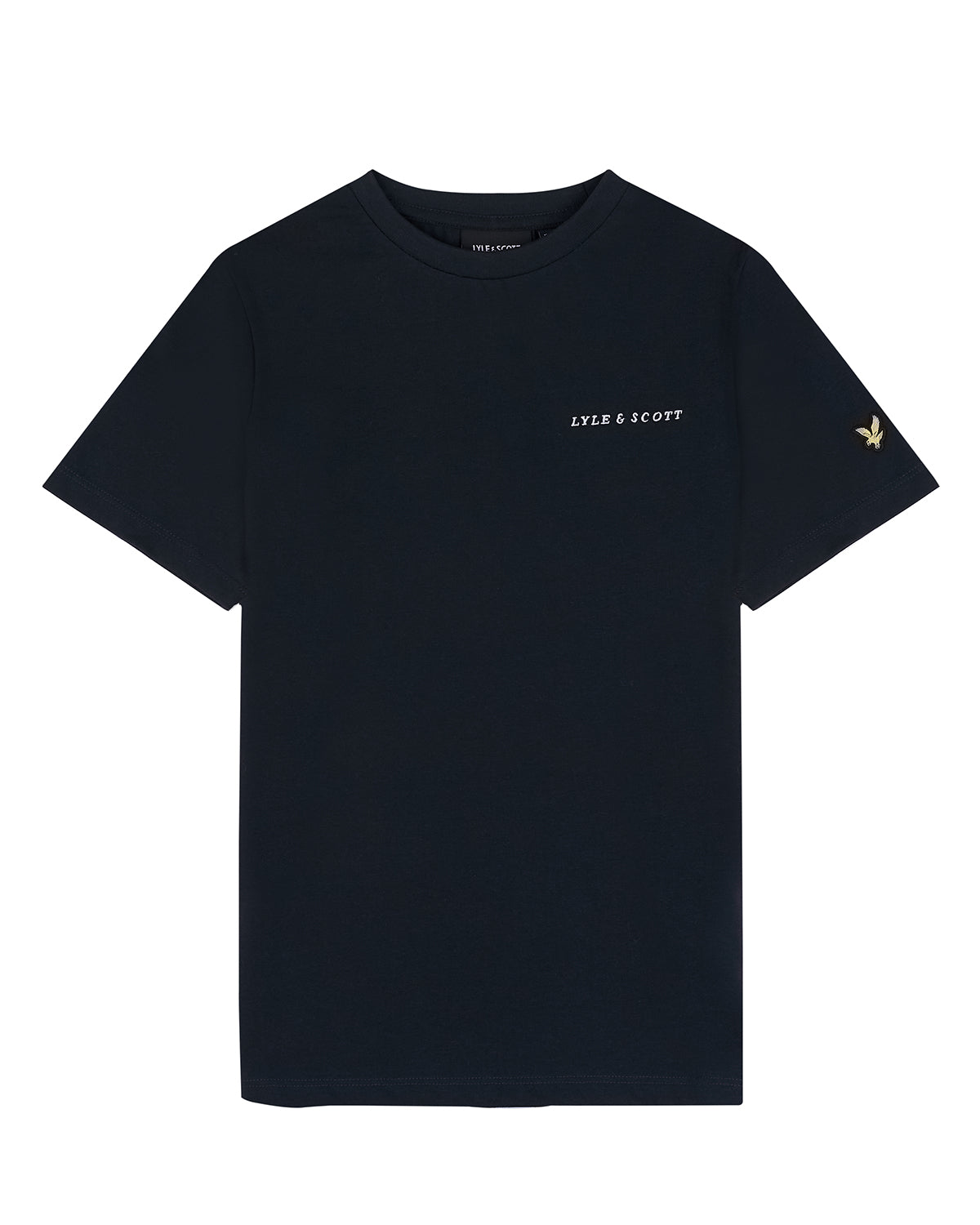 Jongens Script Embroidered T-shirt van Lyle & Scott in de kleur Z271 Dark Navy in maat 170-176.