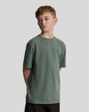Jongens Linen T-shirt van Lyle & Scott in de kleur X583 Green Mercurial in maat 170-176.