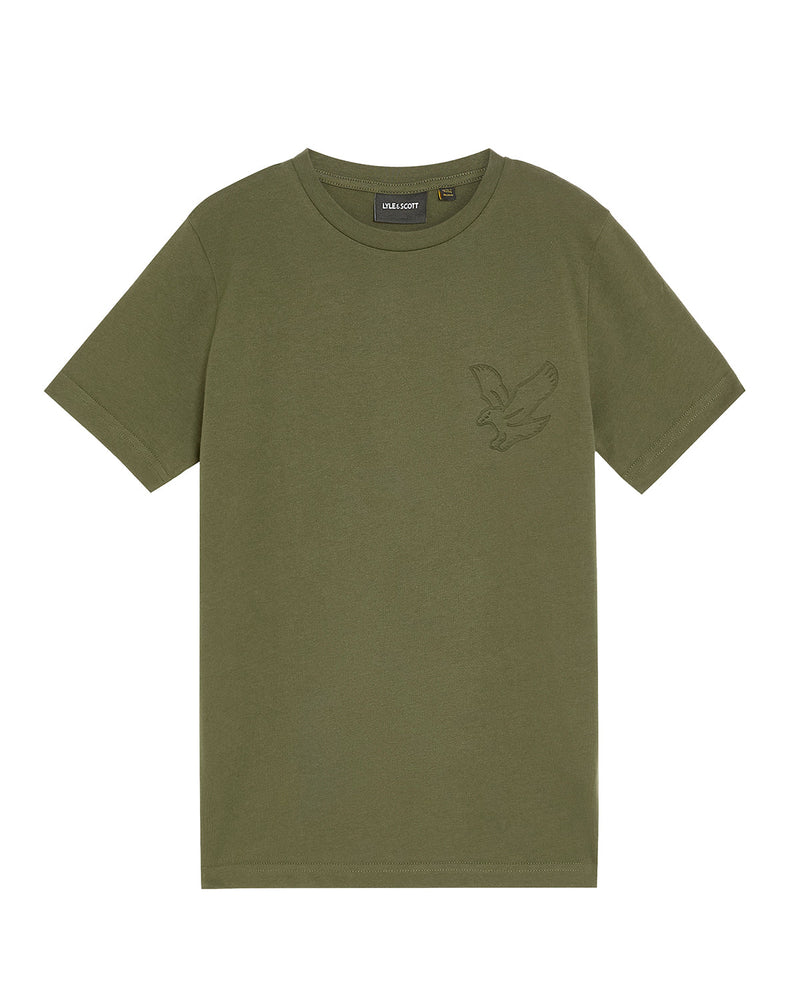 Jongens Embossed Eagle  T-shirt van Lyle & Scott in de kleur X848 Deep Depths in maat 170-176.