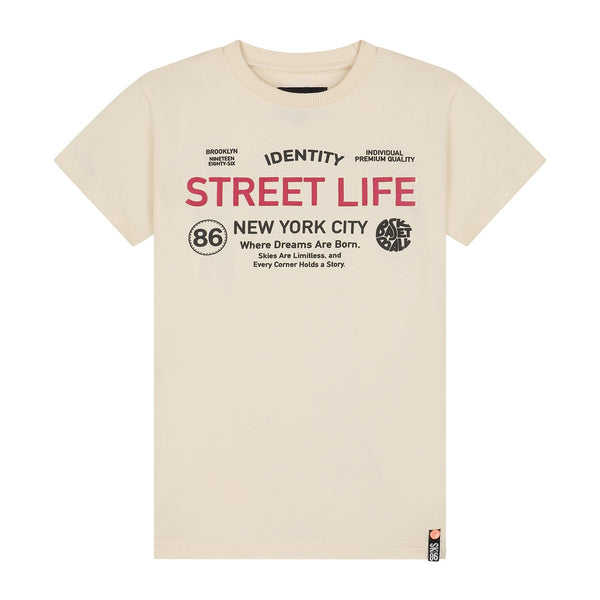 Jongens T-shirt Tommie van Skurk in de kleur Offwhite in maat 170.