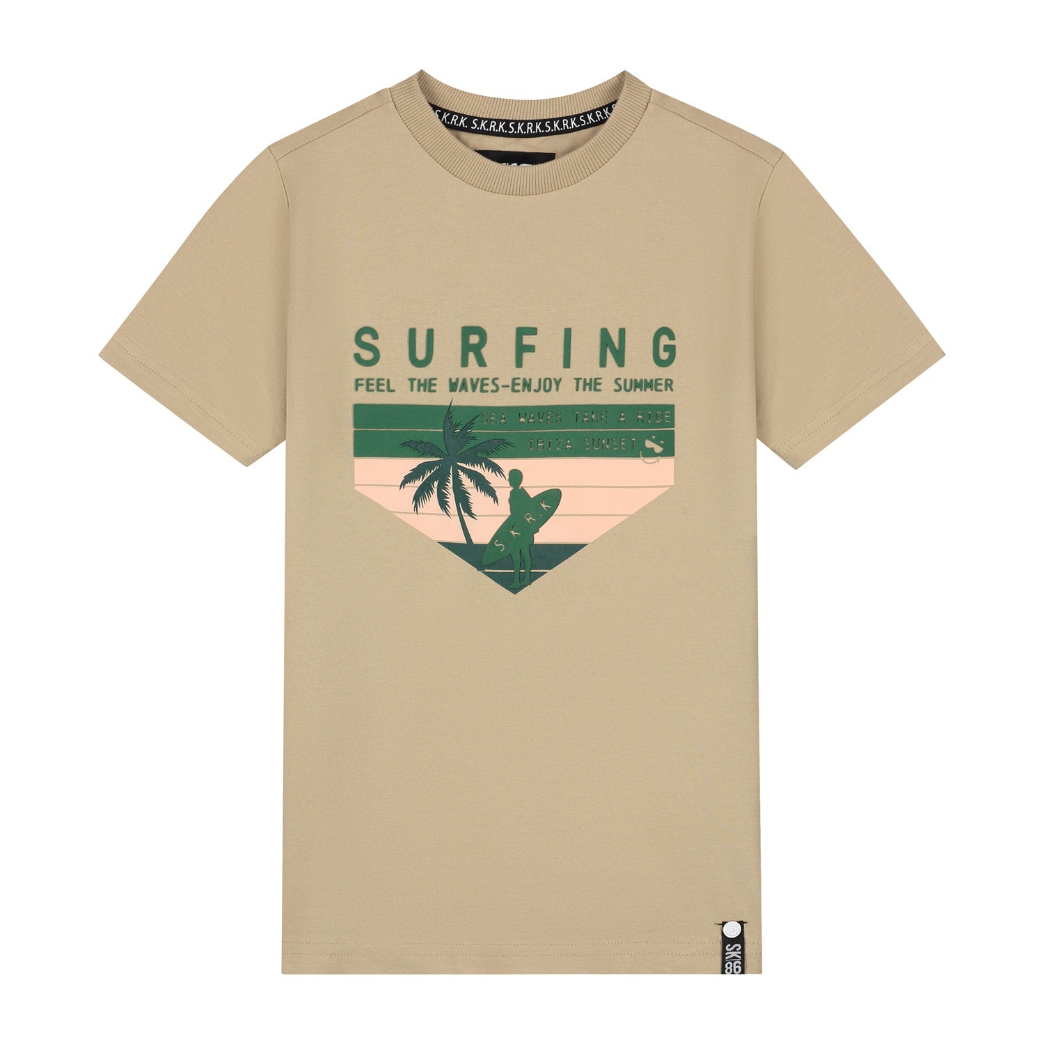 Jongens T-shirt Tropic van Skurk in de kleur Sand in maat 170.