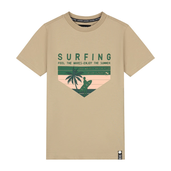 Jongens T-shirt Tropic van Skurk in de kleur Sand in maat 170.