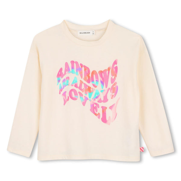 meisjes LONG SLEEVE T-SHIRT van Billieblush in de kleur Beige in maat 140.