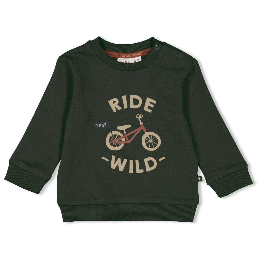 Jongens Sweater - Wild Ride van Feetje in de kleur Antraciet in maat 86.