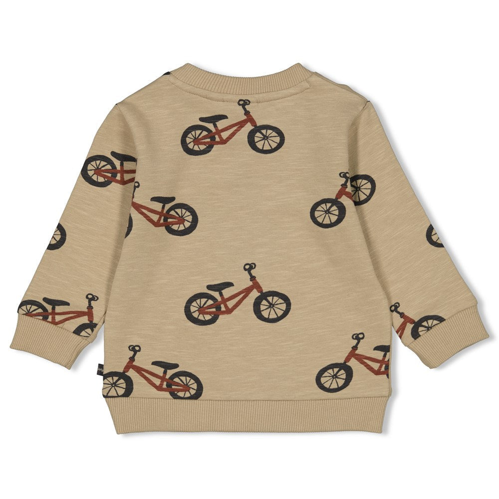 Jongens Sweater AOP - Wild Ride van Feetje in de kleur Khaki in maat 86.