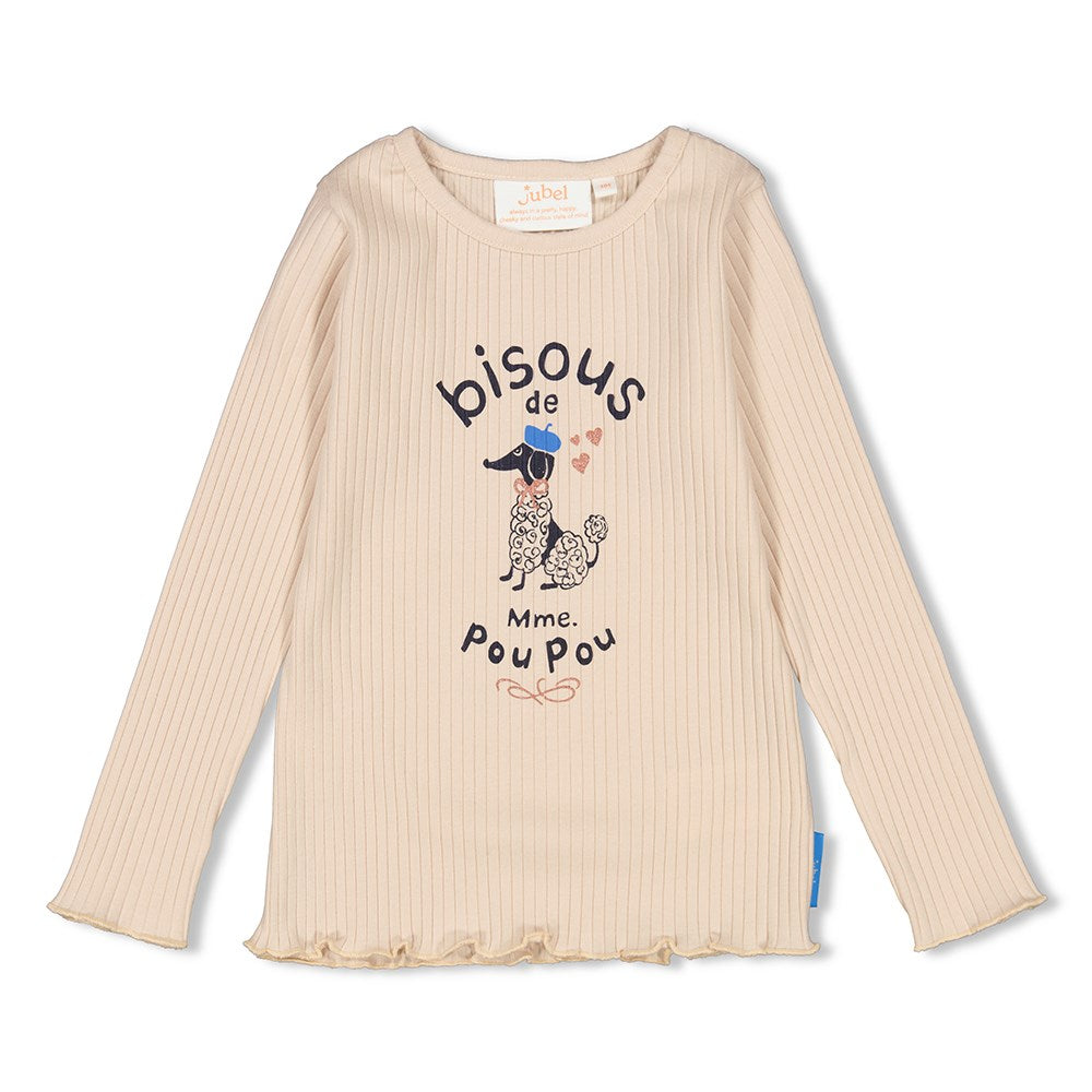 Meisjes Longsleeve rib - Amour Toujours van Jubel in de kleur Kit in maat 128.