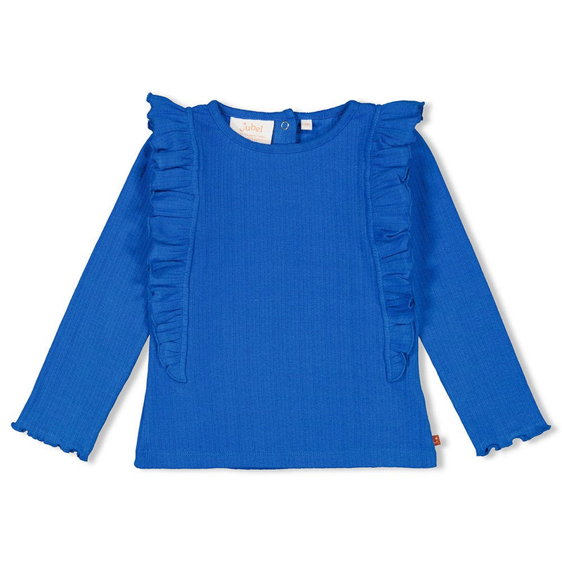 Meisjes Longsleeve ajour rib - Amour Toujours van Jubel in de kleur Blauw in maat 128.