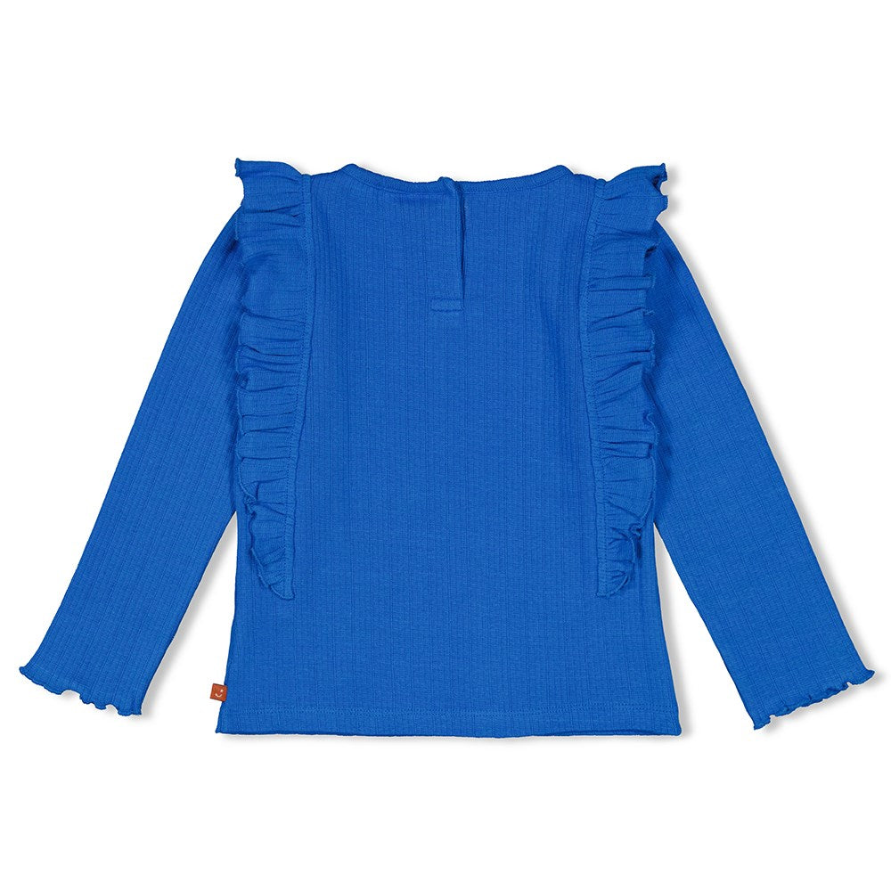 Meisjes Longsleeve ajour rib - Amour Toujours van Jubel in de kleur Blauw in maat 128.