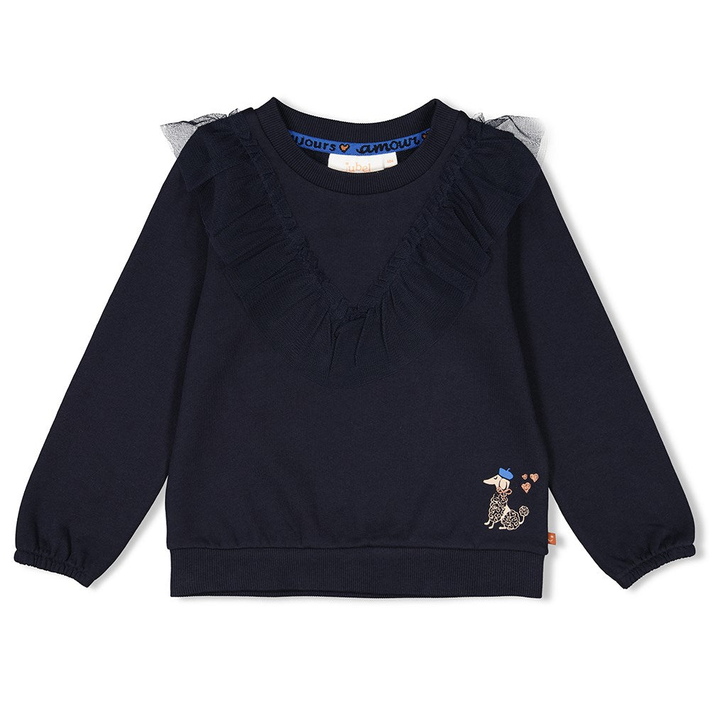 Meisjes Sweater - Amour Toujours van Jubel in de kleur Marine in maat 128.