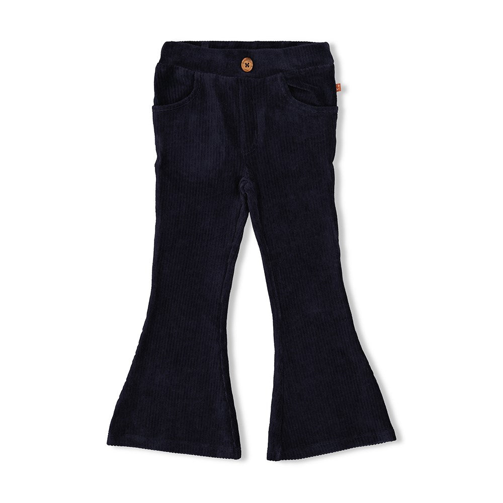 Meisjes Flared broek velours rib - Amour Toujours van Jubel in de kleur Marine in maat 128.