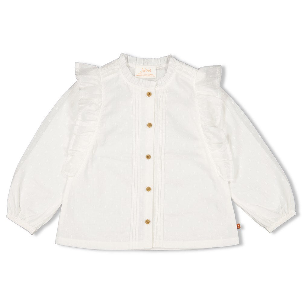 Meisjes Blouse ruches - Amour Toujours van Jubel in de kleur Offwhite in maat 128.