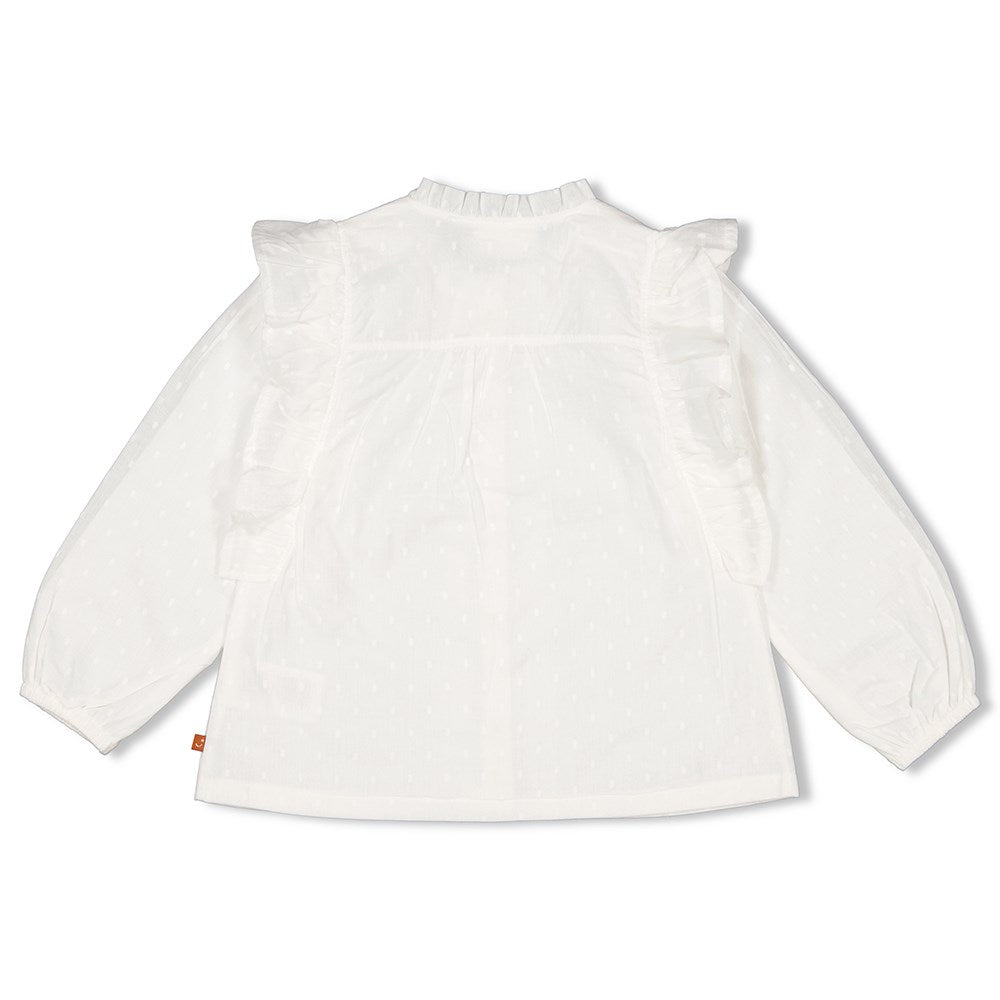 Meisjes Blouse ruches - Amour Toujours van Jubel in de kleur Offwhite in maat 128.