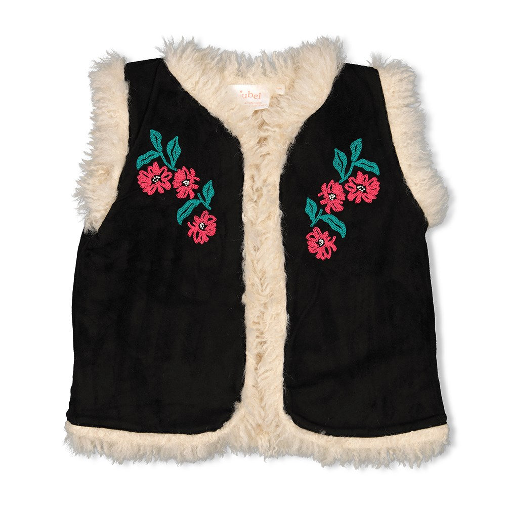 Meisjes Omkeerbaar gilet suède look teddy - Girls Club van Jubel in de kleur Antraciet in maat 128.