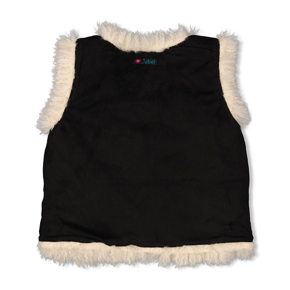 Meisjes Omkeerbaar gilet suède look teddy - Girls Club van Jubel in de kleur Antraciet in maat 128.