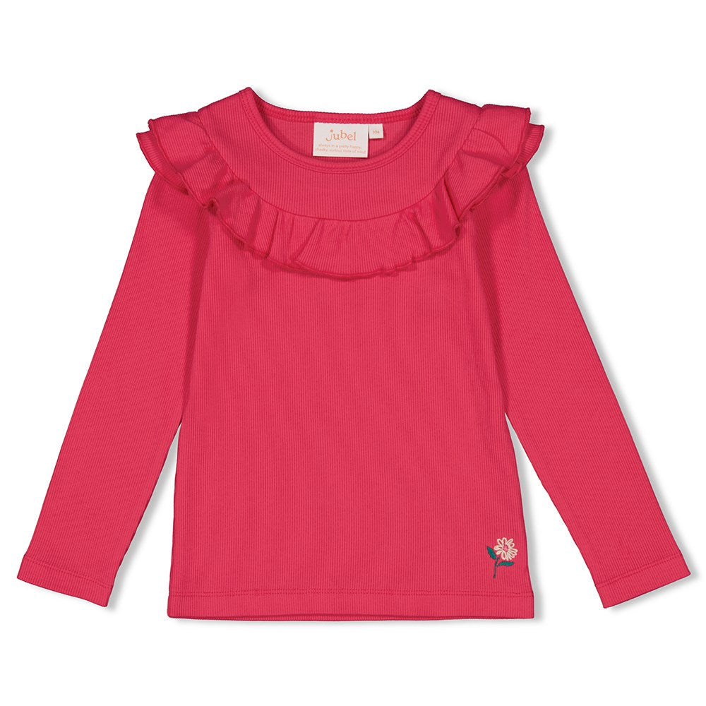 Meisjes Longsleeve ruches - Girls Club van Jubel in de kleur Roze in maat 128.