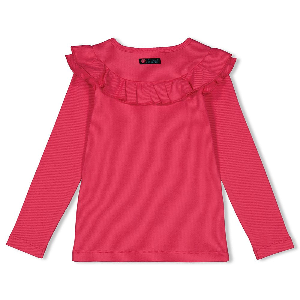 Meisjes Longsleeve ruches - Girls Club van Jubel in de kleur Roze in maat 128.